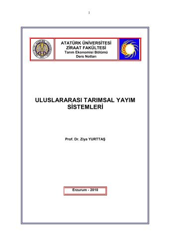 uluslararası tarımsal yayım sistemleri - Prof. Dr. Ziya Yurttaş