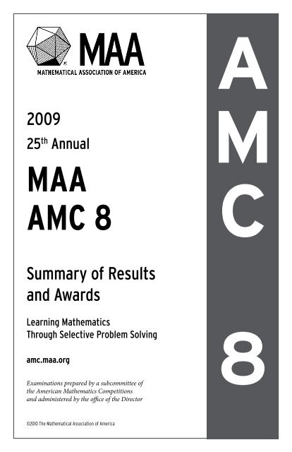 MAA AMC 8 - American Mathematics Competitions - Mathematical