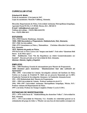 curriculum vitae estudios: empleos: estancias de investigacion