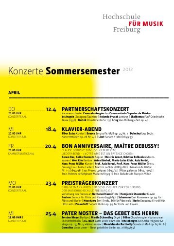 Konzertprogramm SS2012 (pdf) - Hochschule für Musik Freiburg