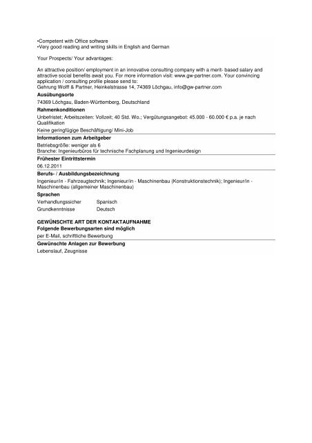 Experienced Project Manager m/w (Qualitätsingenieur/in ...