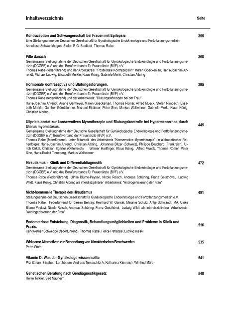 Seminar in Gynäkologischer Endokrinologie