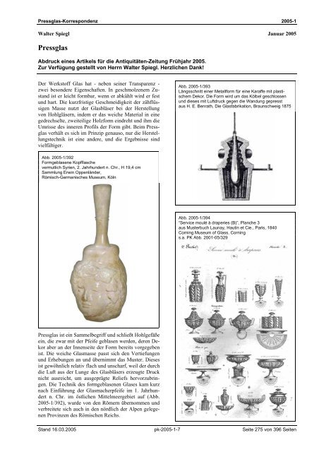 Pressglas-Korrespondenz