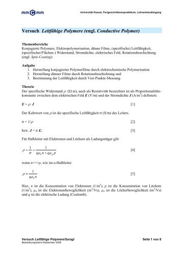 Versuch Leitfähige Polymere - Universität Kassel