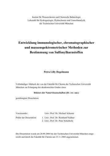 Entwicklung immunologischer, chromatographischer und ...