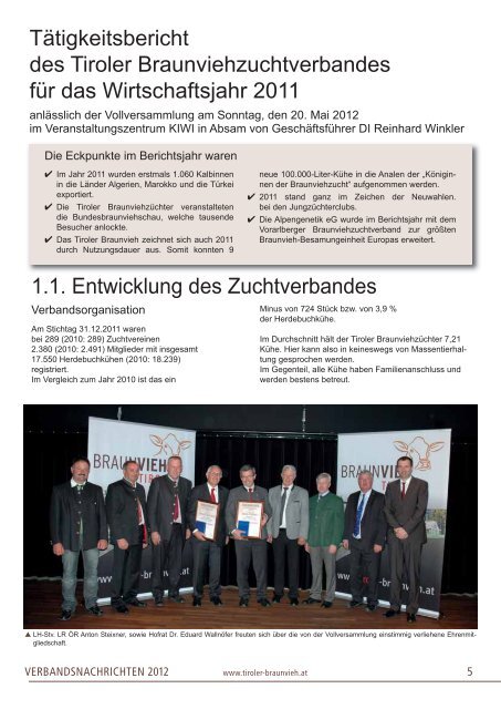 Jahresbericht 2011 online abrufbar! - Braunvieh Tirol