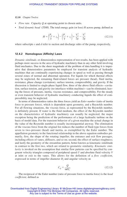 chapter 12 hydraulic transient design for pipeline systems