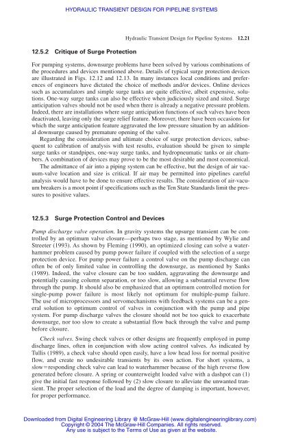 chapter 12 hydraulic transient design for pipeline systems