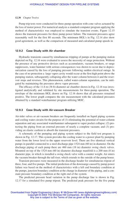 chapter 12 hydraulic transient design for pipeline systems