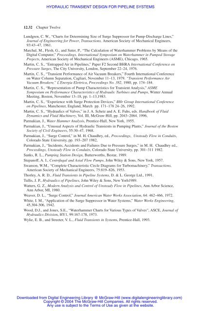 chapter 12 hydraulic transient design for pipeline systems