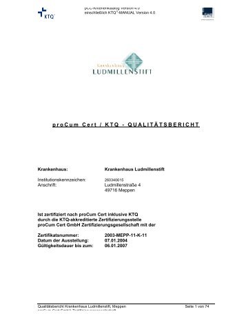 proCum Cert/KTQ 2004 - im Krankenhaus Ludmillenstift