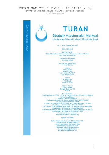 2. Sayı; TURAN-SAM İLKBAHAR Sayısı, 2009