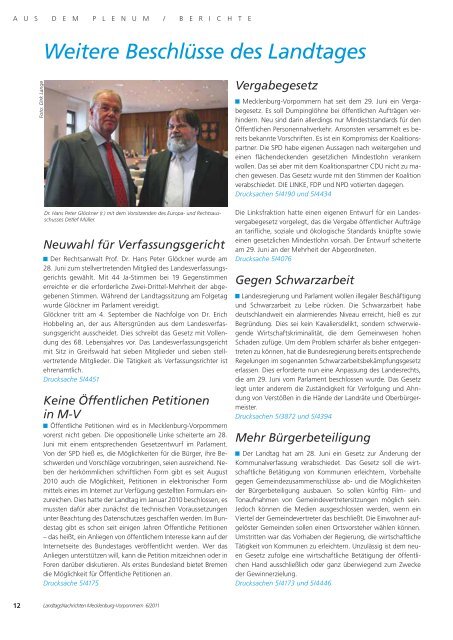 Rückblick auf fünf Jahre Parlamentsarbeit - Landtag Mecklenburg ...