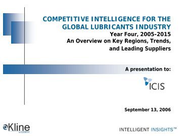 Competitive intelligence for the global lubricants - Kline & Company