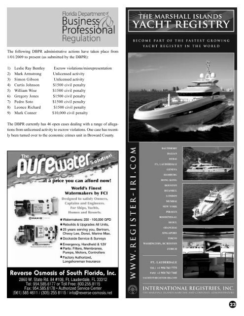 October 2009 - Florida Yacht Brokers Association, Inc.