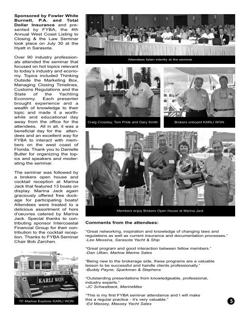 August 2009 - Florida Yacht Brokers Association, Inc.