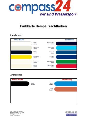 Farbkarte Hempel Yachtfarben