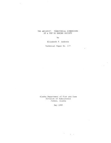 The Akulmiut: Territorial Dimensions of a Yup'Ik Eskimo Society