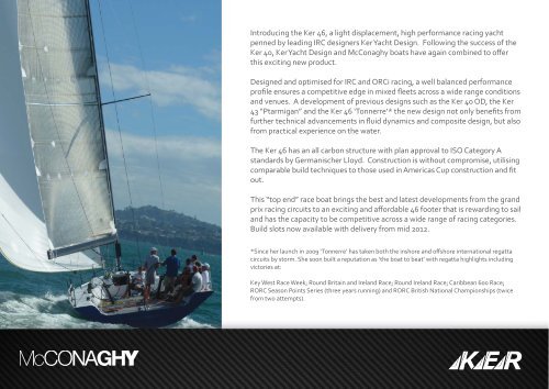 penned by leading IRC designers Ker Yacht Design