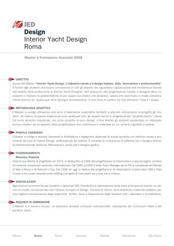 IED Design Interior Yacht Design Roma - Istituto Europeo di Design