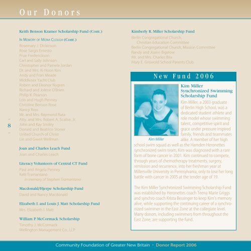 2006 Donor Report - Community Foundation of Greater New Britain