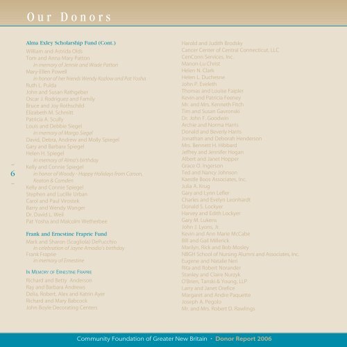 2006 Donor Report - Community Foundation of Greater New Britain