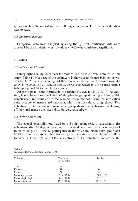 Tolerability and efficacy of valerianrlemon ž balm in ... - Nutraxin