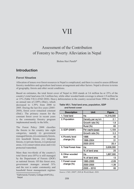 Contribution of Forestry to Poverty Alleviation - APFNet