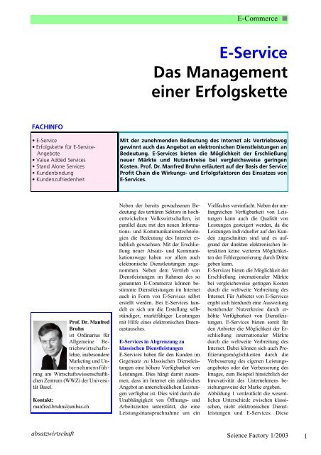 E-Service Das Management einer Erfolgskette - Absatzwirtschaft