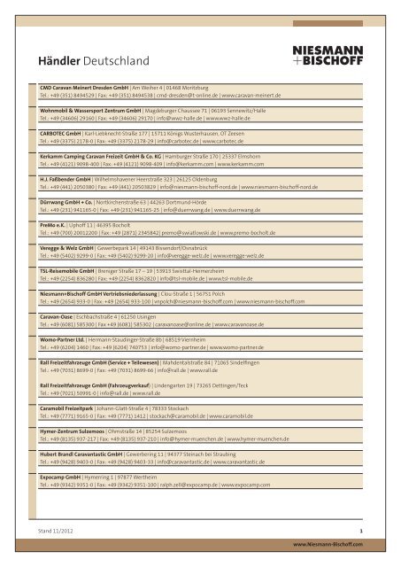 Händlerliste Deutschland - Niesmann + Bischoff