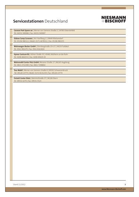 Händlerliste Deutschland - Niesmann + Bischoff