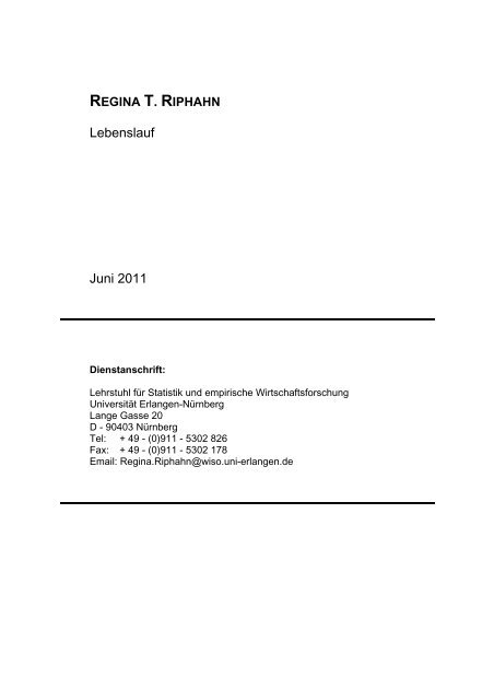 regina t. riphahn - Lehrstuhl für Statistik und empirische ...