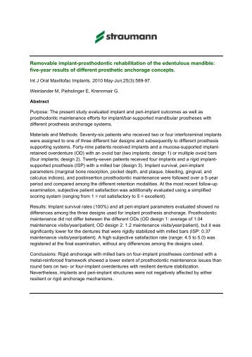 Removable implant-prosthodontic rehabilitation of the edentulous ...