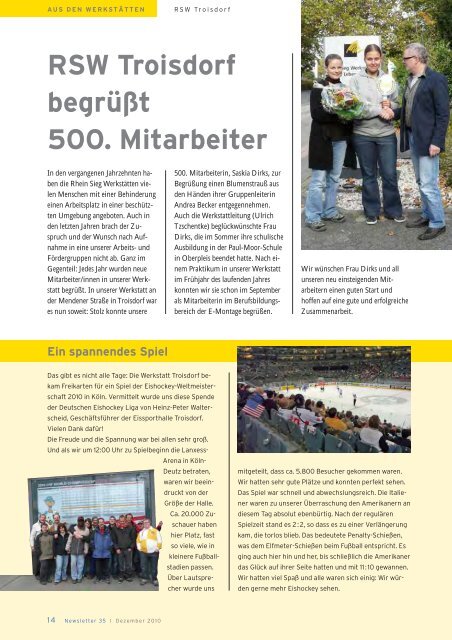 AUS DEN WERKSTÄTTEN RSW