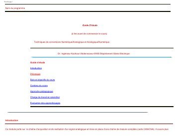 Techniques de conversions Numérique/Analogique et ... - UVT e-doc