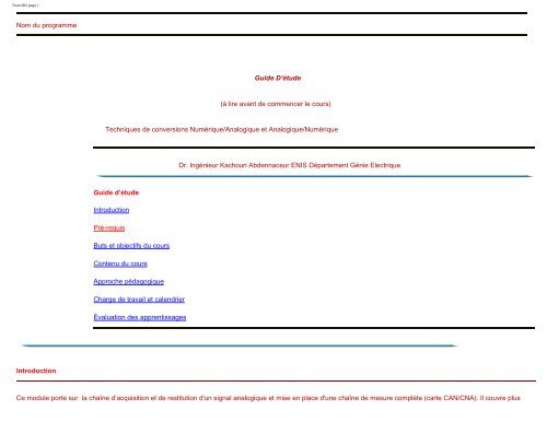 Techniques De Conversions Numerique Analogique Et Uvt E Doc