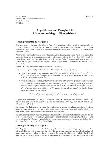 Algorithmen und Komplexität Lösungsvorschlag zu Übungsblatt 6