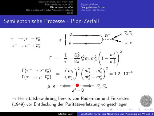 Wechselwirkung von Neutrinos und Kopplung an W und Z Bosonen