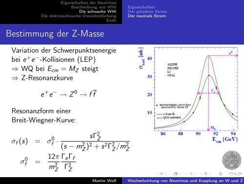 Wechselwirkung von Neutrinos und Kopplung an W und Z Bosonen