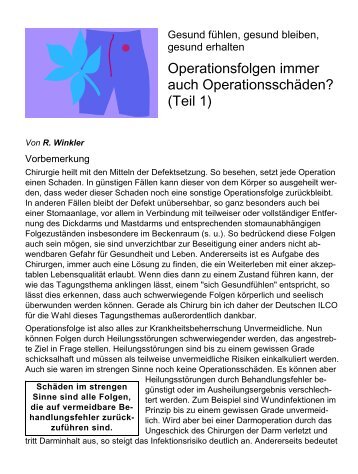 Operationsfolgen immer auch Operationsschäden ... - Deutsche Ilco