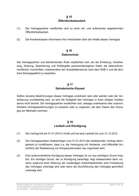 Der Vertrag im Wortlaut mit Anlagen (PDF, 580 - Kassenärztliche ...