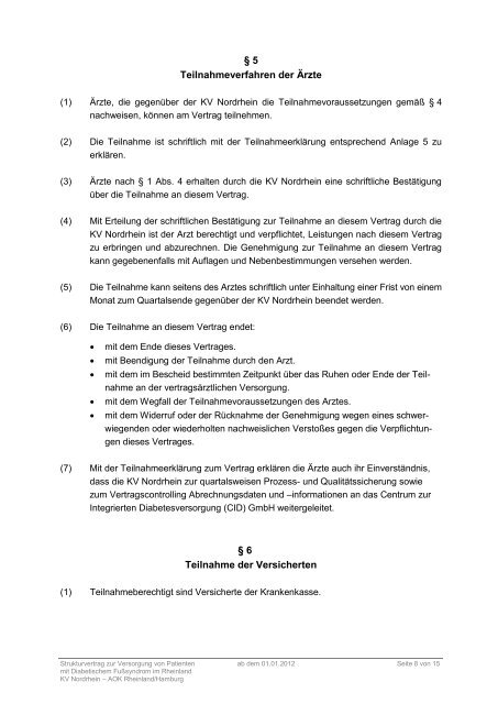 Der Vertrag im Wortlaut mit Anlagen (PDF, 580 - Kassenärztliche ...