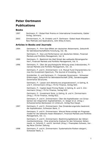 Peter Oertmann Publication List
