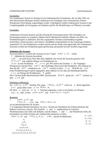 Ein Lindenmayer System (L-System) - Institute of Computer Science