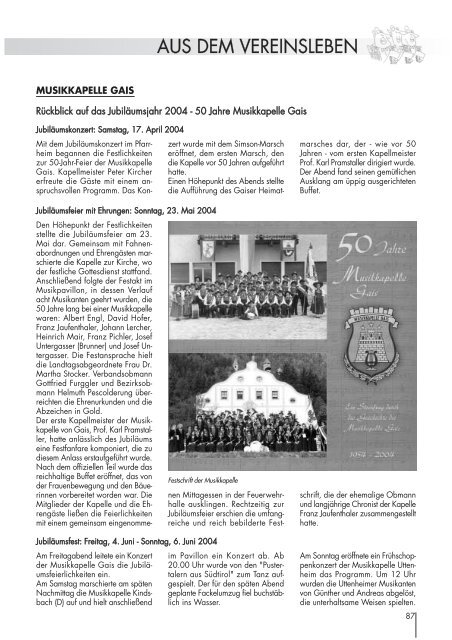 Ausgabe 01/2005 Aus dem Vereinsleben (Seite 87