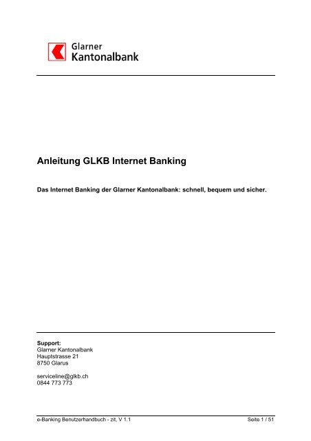 Anleitung GLKB Internet Banking