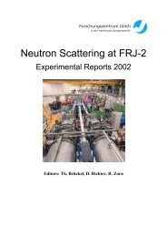 Neutron Scattering at FRJ-2 - JUWEL - Forschungszentrum Jülich