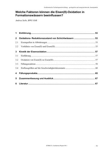 Welche Faktoren können die Eisen(II)-Oxidation in ...