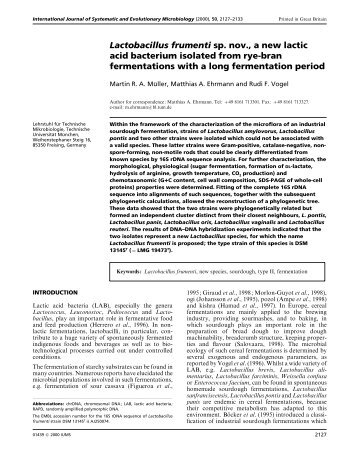 Lactobacillus frumenti sp. nov., a new lactic acid - International ...