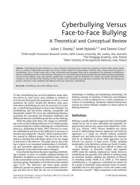 Cyberbullying Versus Face To Face Bullying International Cyber